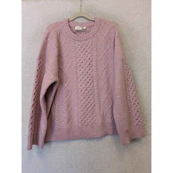 Cyrus Sweaters - Cyrus Misty Pink Cable‎ Knit Crew Neck Sweater Womens Large CV172503 NWT